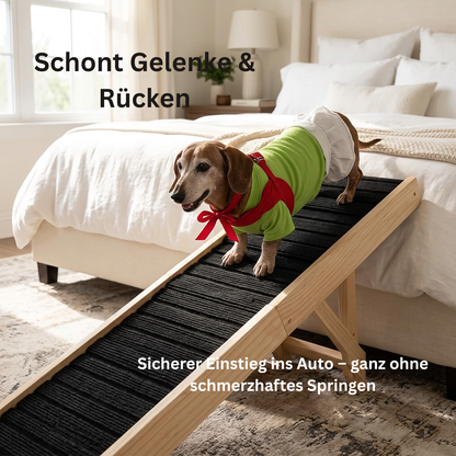 Rogidy™ FlexiStep Verstellbare Haustierrampe aus Massivholz – klappbar für Bett, Sofa & Auto