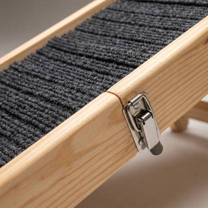 Rogidy™ FlexiStep Verstellbare Haustierrampe aus Massivholz – klappbar für Bett, Sofa & Auto