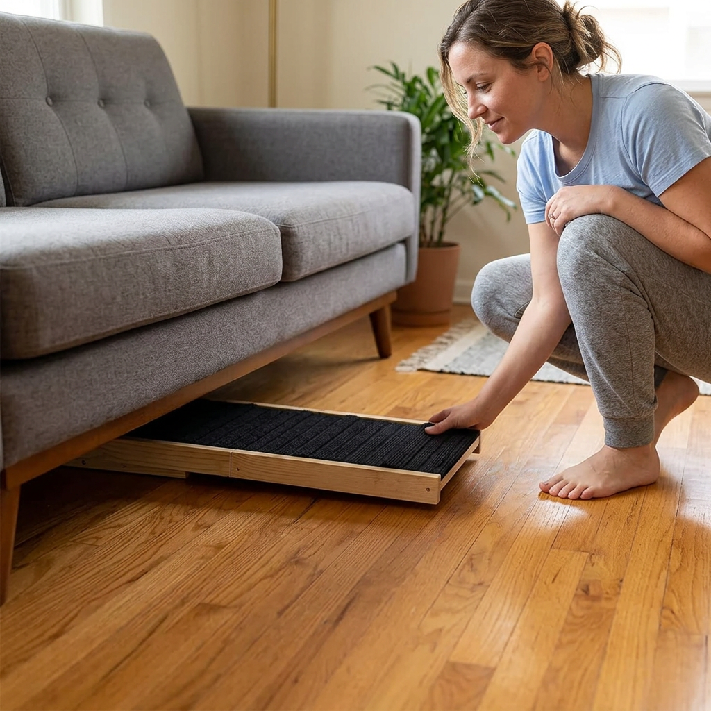 Rogidy™ FlexiStep Verstellbare Haustierrampe aus Massivholz – klappbar für Bett, Sofa & Auto