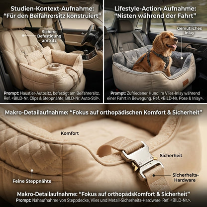 Rogidy™ TravelSafe – Orthopedic Dog Car Bed & Safety Booster Seat (Front & Rear Seat