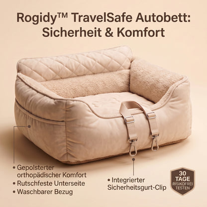Rogidy™ TravelSafe – Orthopedic Dog Car Bed & Safety Booster Seat (Front & Rear Seat
