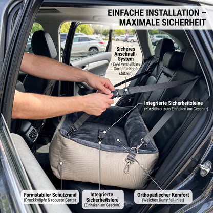Rogidy™ TravelSafe – Orthopedic Dog Car Bed & Safety Booster Seat (Front & Rear Seat